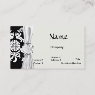 black and white ornate funky damask business card