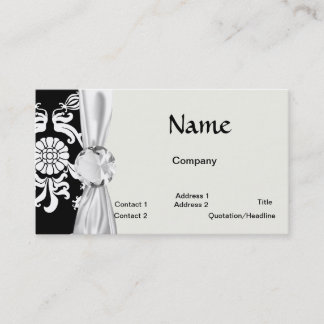 black and white ornate funky damask business card