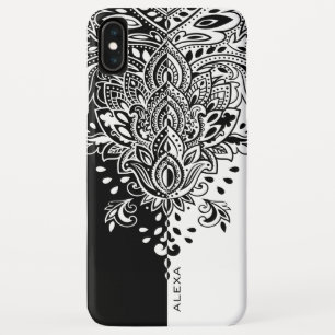 Black and white ornate paisley mandala iPhone XS max case