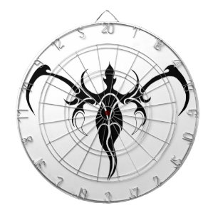 Black and White Ornate Tribal Elephant Mandala Dartboard