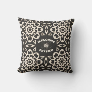 Black and white outdoor floral pattern Pillow
