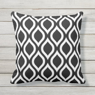 Black and White Outdoor Pillows - Tile Pattern