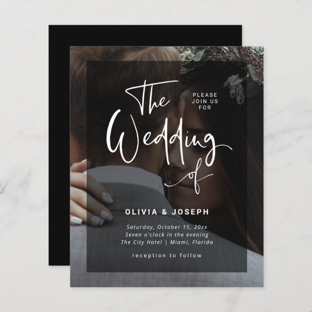 Black and White Overlay | Budget Photo Wedding (Front/Back)