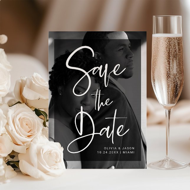 Black and White Overlay | Photo Save the Date Magnetic Invitation (Creator Uploaded)