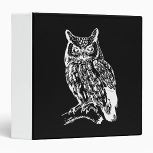 Black and White Owl Art Binder