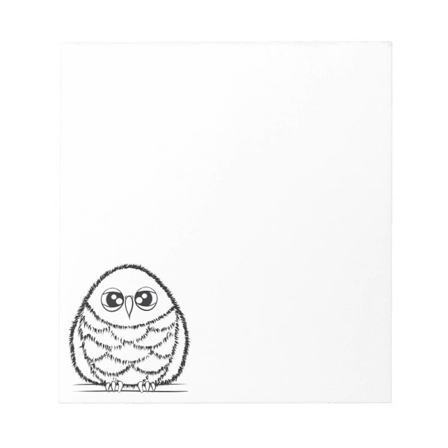 Black and White Owl Illustration Notepad (Front)