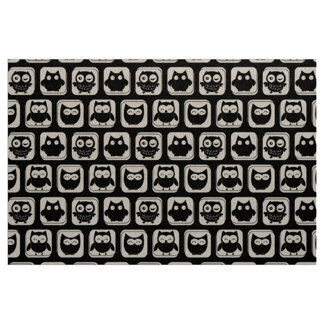 Black and White Owl Pattern Fabric (Yard)