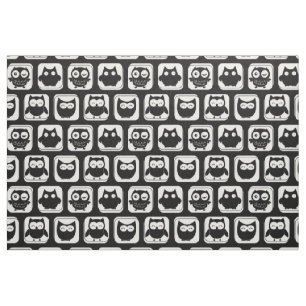 Black and White Owl Pattern Fabric