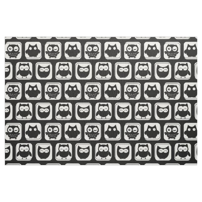 Black and White Owl Pattern Fabric (Yard)