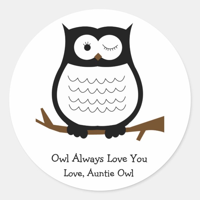 Black and White Owl Sticker (Front)