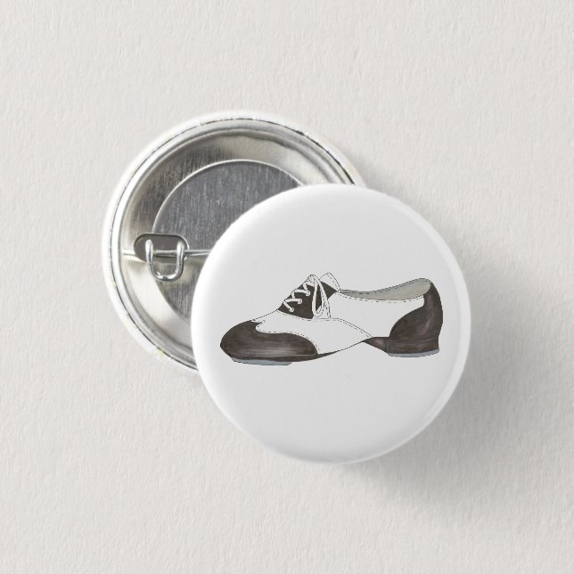 Black-and-White Oxford Tap Shoe Dance Teacher 1 Inch Round Button (Front & Back)