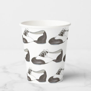 Black-and-White Oxford Tap Shoe Dance Teacher Paper Cups