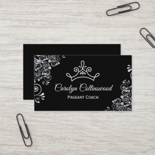 Black and White Pageant Coach Business Card