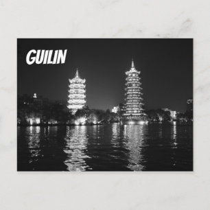 Black and White Pagodas in Guilin, China Postcard