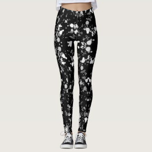 Black and White Paint Splatter Leggings