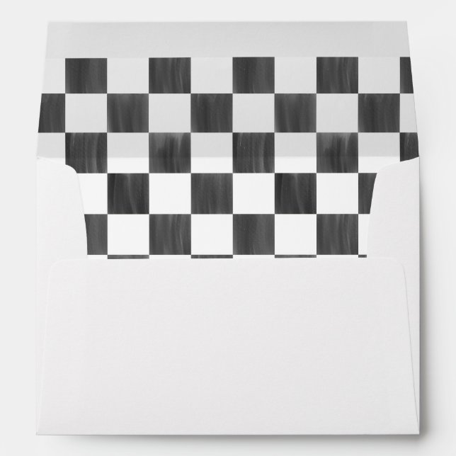 Black and White Painted Chequerboard Patterned Envelope (Back (Bottom))