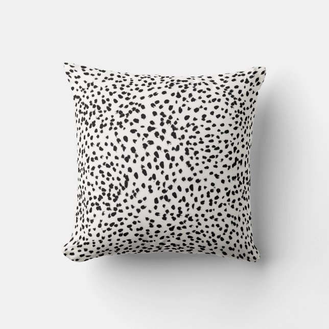 Black and White painted dalmatian spots Throw Pillow (Front)