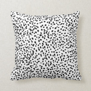 Black and White painted dalmatian spots Throw Pillow