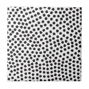 Black and White Painted Dots Tile