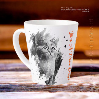 🔸Black and White Painting Cat Latte Mug