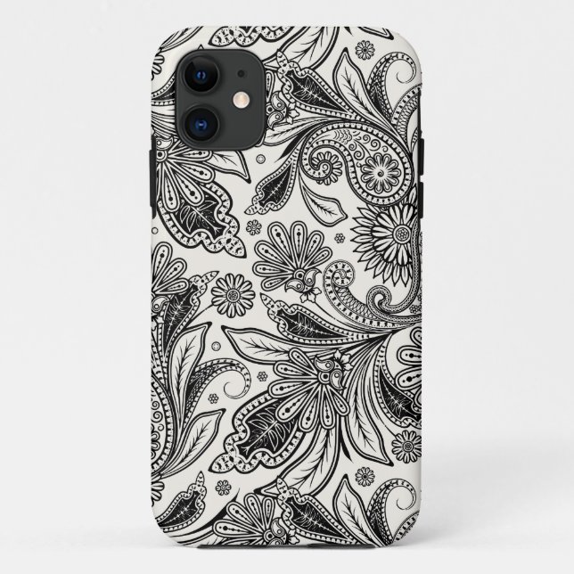 Black and white paislely  Case-Mate iPhone case (Back)