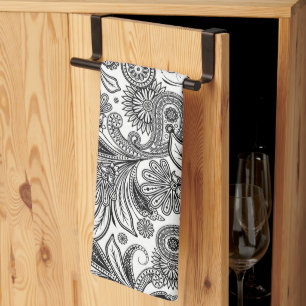 Black and white paislely kitchen towel