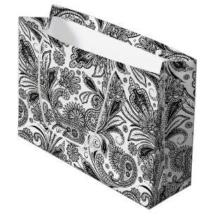 Black and white paislely  large gift bag