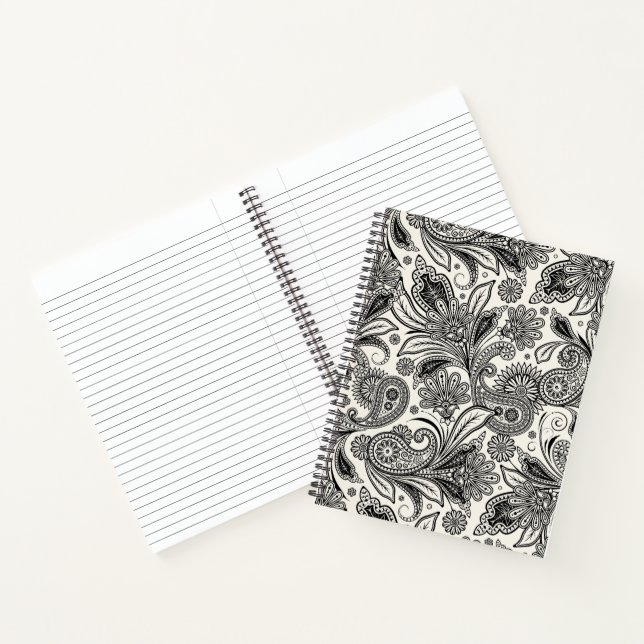 Black and white paislely  notebook (Inside)