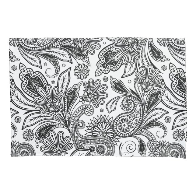 Black and white paislely  pillowcase (Front)