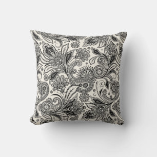 Black and white paislely throw pillow