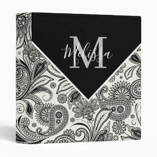 Black and white paisley    binder
