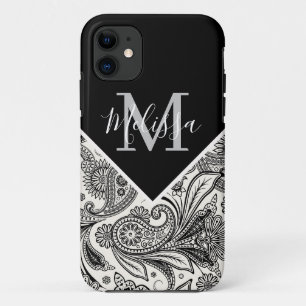 Black and white paisley iPhone 11 case