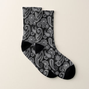 Black and White Paisley Fancy Socks