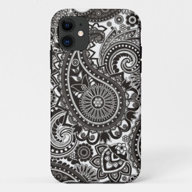 Black and White Paisley Iphone Case (Back)
