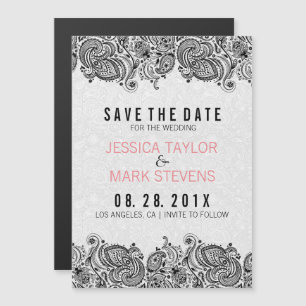 Black And White Paisley Lace & Damasks Magnetic Invitation