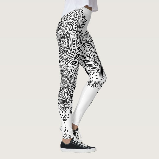 Black and white paisley mandala leggings (Right)