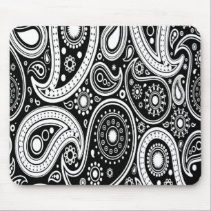Black and White Paisley Mouse Pad