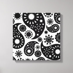 Black and White Paisley Pattern. Canvas Print