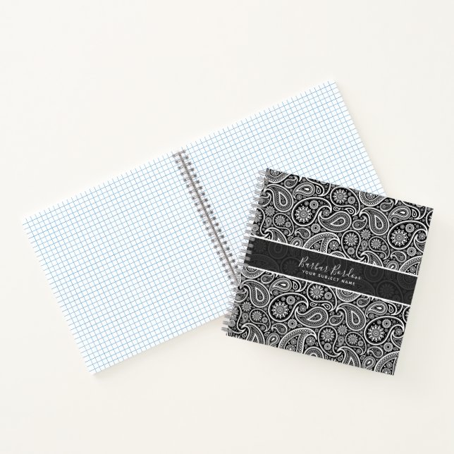 Black and white paisley pattern notebook (Inside)