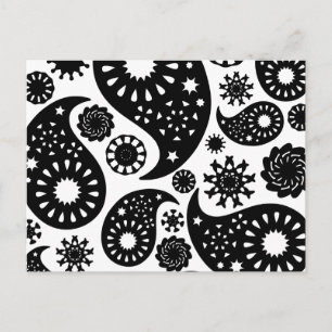 Black and White Paisley Pattern. Postcard