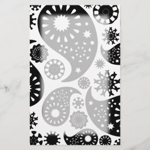 Black and White Paisley Pattern. Stationery