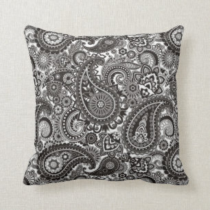Black and White Paisley Pillow