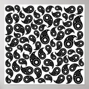 Black and White Paisley. Poster
