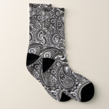 Black and White Paisley Socks