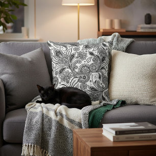 Black and white paisley throw pillow