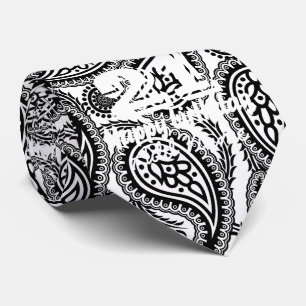 Black and white paisley tie