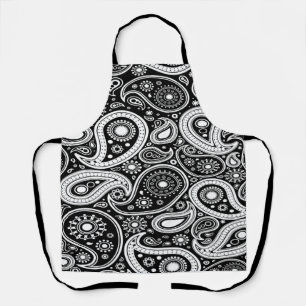 Black and White Paisly Print Apron