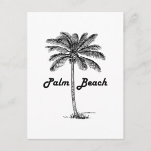Black and white Palm Beach Florida & Palm design Postcard