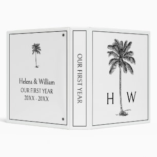 Black and White Palm Palmetto Tree Monogram Binder