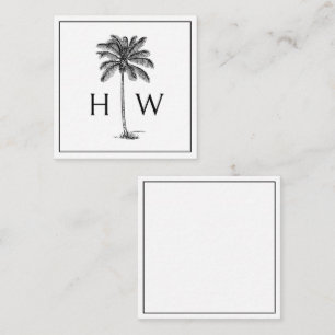 Black and White Palm Palmetto Tree Monogram Card